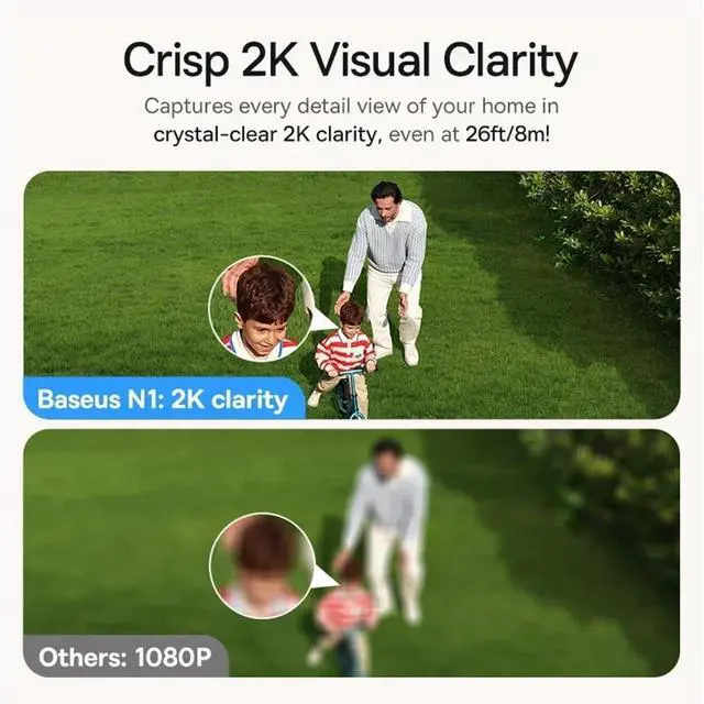 Alt view image 3 of 7 - Security Protection Outdoor Camera N1 Series 2K 2-Cam Kit Wireless Home Security 210-Day Battery Life HomeKit 16TB Memory(US Plug)
