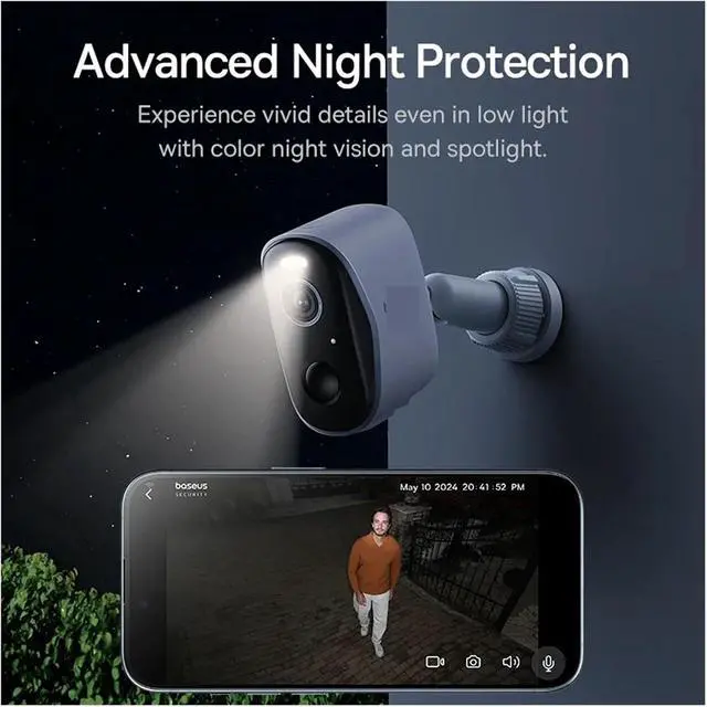 Alt view image 6 of 7 - Security Protection Outdoor Camera N1 Series 2K 2-Cam Kit Wireless Home Security 210-Day Battery Life HomeKit 16TB Memory(US Plug)