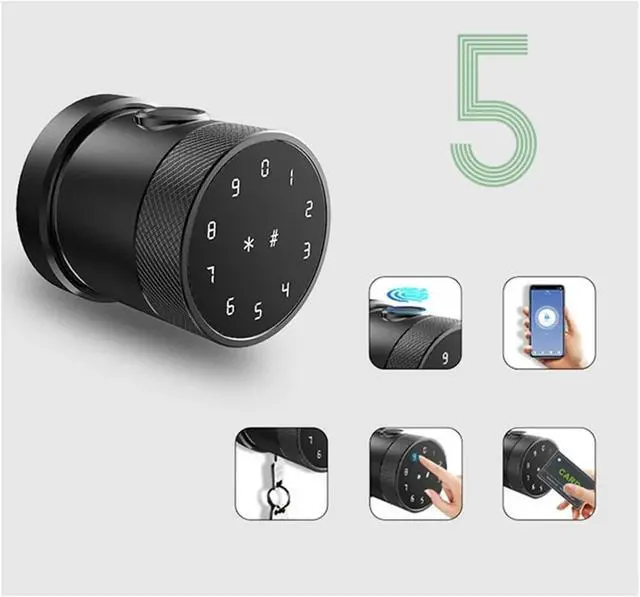 Alt view image 4 of 5 - Smart Door Lock, APP Door Handle Biometric Finrprint Keypad Digital Electronic Door Lock Smart Bedroom Round Knob Door Lock