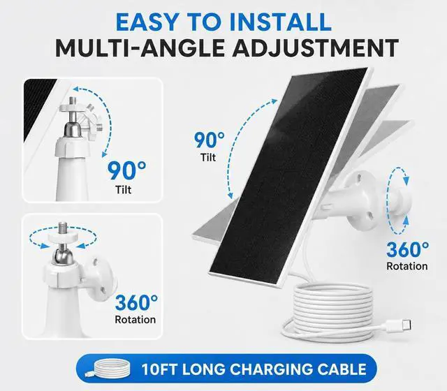 Alt view image 7 of 7 - 2-Camera Solar Security System + Extra 3W Solar Panel, Ethernet Base Station, 4K Outdoor Cameras, No Subscription, 64GB Local Storage, Color Night Vision