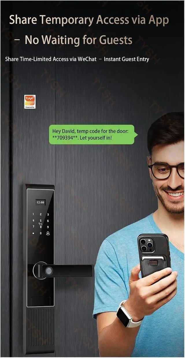 Alt view image 3 of 7 - Tuya App Waterproof Lock WiFi Smart Fingerprint Door Lock Smart Digital Remote Unlock Keyless Code Electronic Door Lock