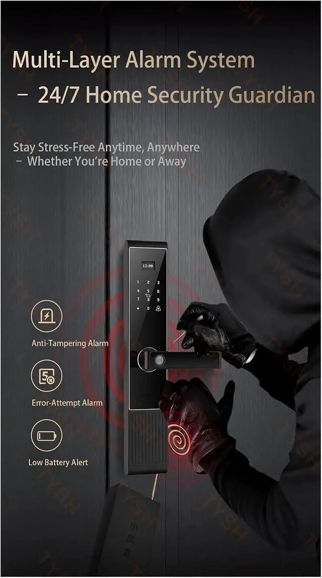 Alt view image 7 of 7 - Tuya App Waterproof Lock WiFi Smart Fingerprint Door Lock Smart Digital Remote Unlock Keyless Code Electronic Door Lock