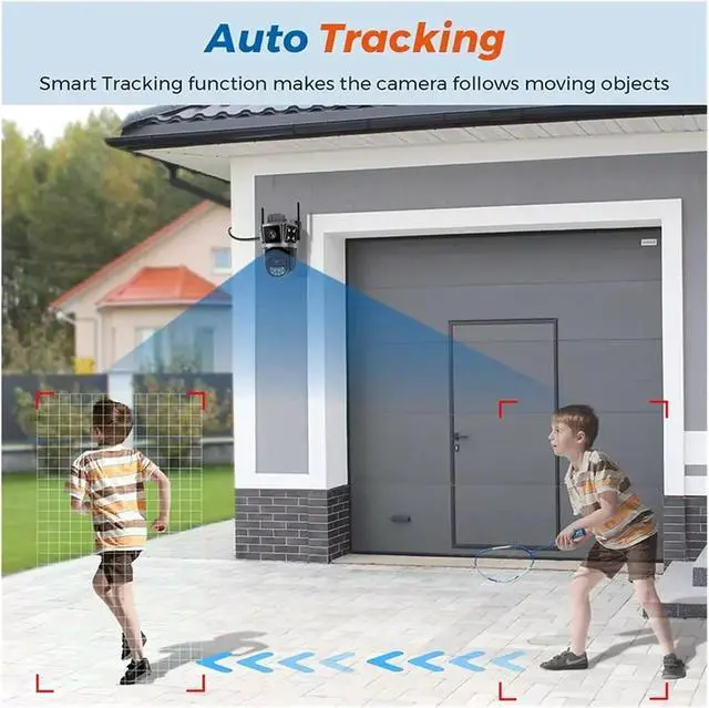 Alt view image 6 of 6 - 10MP 5G Hz House Camera Security Motion Detection AI Custom Alarm Sound Dual Lens PTZ Camera(EU Plug,WiFi 5G Add128G)