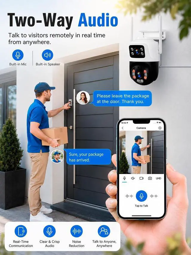 Alt view image 4 of 7 - 5MP Wireless Security Camera System with 10" LCD Monitor Built-in NVR 2 Pcs 6MP Dual Lens WiFi Cameras (2.4G & 5G),Color Night Vision, 24/7 Recording, 500GB HDD Pre-Installed