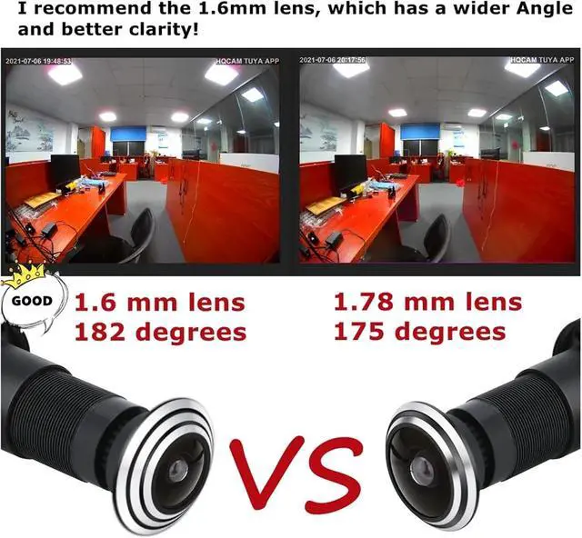 Alt view image 4 of 5 - 1080P Mini WiFi Door Eye Camera Hole Wide Angle FishEye Lens 1.66mm Peephole CCTV Network Audio Horn P2P