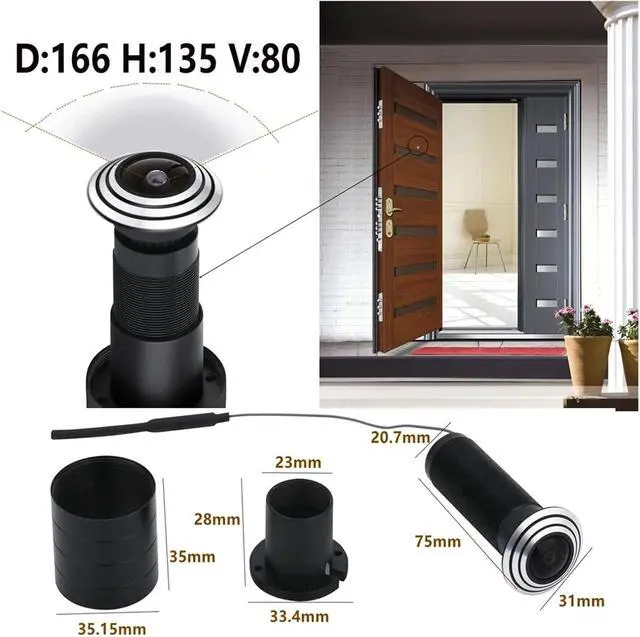Alt view image 3 of 5 - 1080P Mini WiFi Door Eye Camera Hole Wide Angle FishEye Lens 1.66mm Peephole CCTV Network Audio Horn P2P