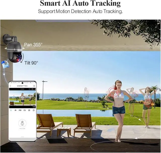 Alt view image 2 of 6 - Techage 4K 8MP 5MP PTZ Security POE IP Camera CCTV Surveillance Video Camera Outdoor Ai Human Detection Two Way Audio ONVIF(5MP POE Camera 32G)