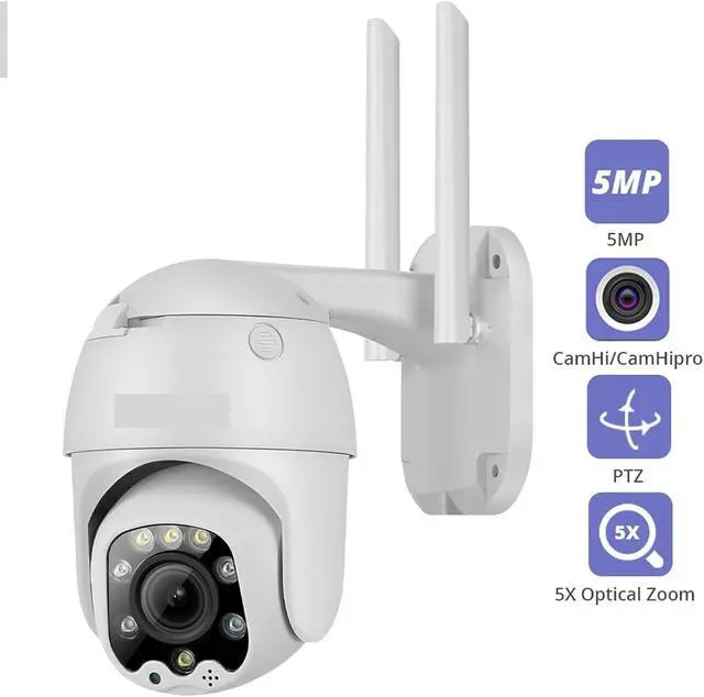 Alt view image 2 of 7 - WifiIP Camera 5MP 5X Optical Zoom Wi-Fi Security Outdoor CCTV Surveillance Speed Dome Video Camara Color Night Camhi Cam(EU Plug_2MP NO TF Card)