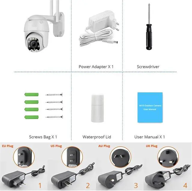 Alt view image 7 of 7 - WifiIP Camera 5MP 5X Optical Zoom Wi-Fi Security Outdoor CCTV Surveillance Speed Dome Video Camara Color Night Camhi Cam(EU Plug_2MP NO TF Card)
