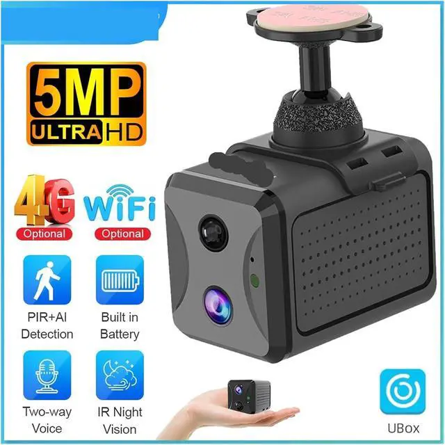 Alt view image 3 of 7 - 5MP 4G SIM Mini Camera WiFi IP Cameras Humanoid Detection Battery Power CCTV Home Surveillance Camera(4G Cam Add 128GB)
