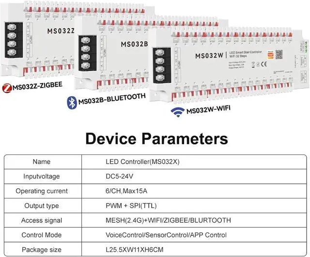 Alt view image 6 of 7 - Tuya Smart APP WiFi Home Stairway Lighting Strip LED Motion Sensor Automatic Controller Kit 12V 24V 32 Channels (Wi-Fi)