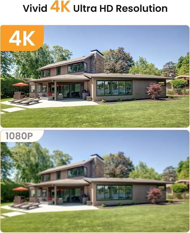 Alt view image 2 of 7 - Anlapus 4K Security Camera Add-On Kit, Includes 8MP Wired Analog Dome Camera with Audio, Night Vision & IP66 Weatherproof + 60ft 4K Ultra HD BNC Video Power Cable + DC 12V 2A Adapter.