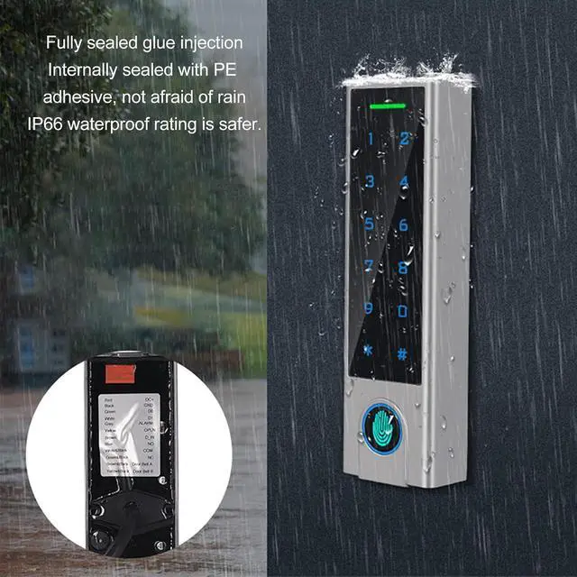 Alt view image 6 of 7 - IP66 Access Reader - BT Fingerprint Access Controller and Metal Keypad - Compatible with EM Card 125KHz 13.56MHz - Wiegand Input Output with 1000 User Capacity