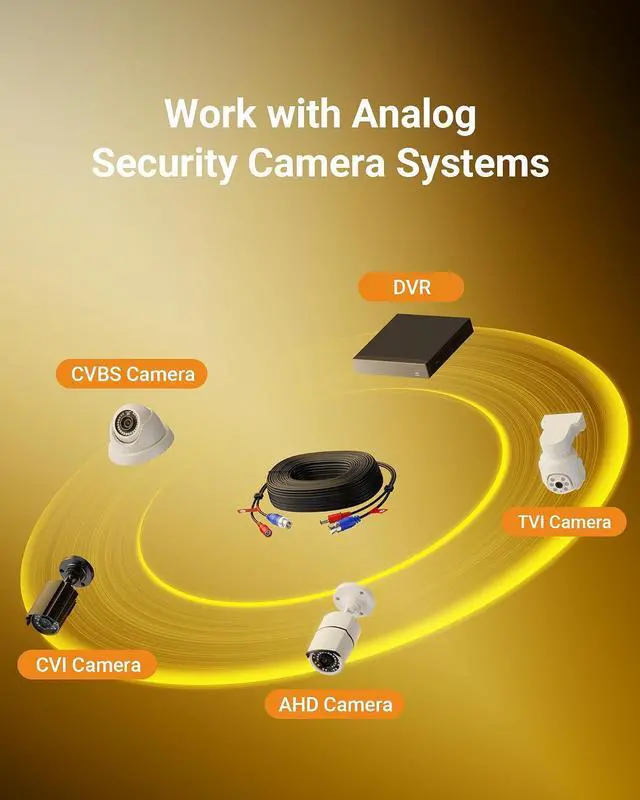 Alt view image 7 of 7 - Anlapus 4K Security Camera Add-On Kit, Includes 8MP Wired Analog Dome Camera with Audio, Night Vision & IP66 Weatherproof + 60ft 4K Ultra HD BNC Video Power Cable + DC 12V 2A Adapter.