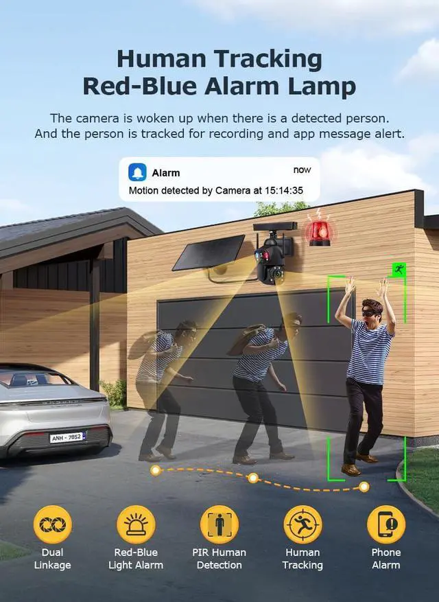 Alt view image 6 of 7 - 6MP Dual Lens Solar Security Camera Outdoor, 36X Optical Zoom WiFi & 4G LTE PTZ Camera with Full Color Night Vision, 2-Way Audio, IP66 Waterproof Metal Home Surveillance Camera