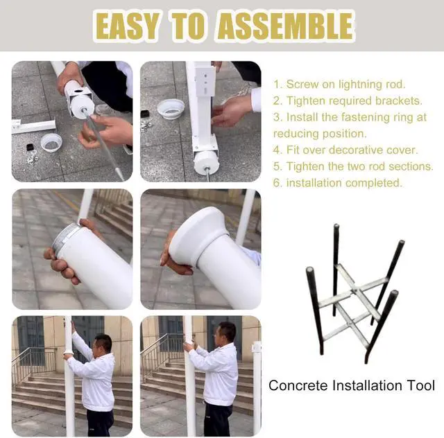 Alt view image 2 of 7 - Tall Security Camera Pole Outdoor, Universal Surveillance Camera Post Stand with 4 Brackets, Surveillance Pole Assembly,Backyard Walkway Industrial Commercial Home Use High2.5m/8.2ft