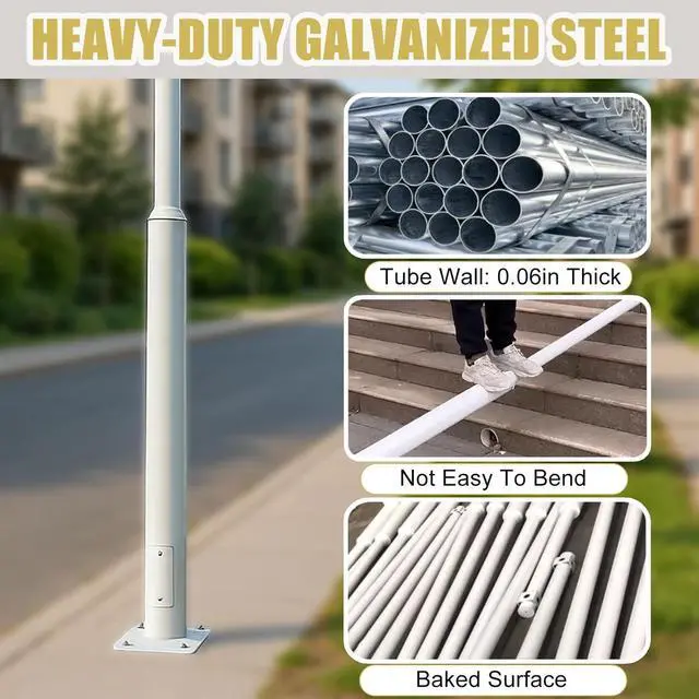 Alt view image 4 of 7 - Tall Security Camera Pole Outdoor, Universal Surveillance Camera Post Stand with 4 Brackets, Surveillance Pole Assembly,Backyard Walkway Industrial Commercial Home Use High2.5m/8.2ft