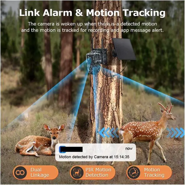 Alt view image 5 of 7 - Solar Camera Outdoor 12MP 6K Dual Screen WIFI / 4G SIM Monitor IP66 PIR Human Detection Security Camera Camouflage Forest(12MP WIFI)