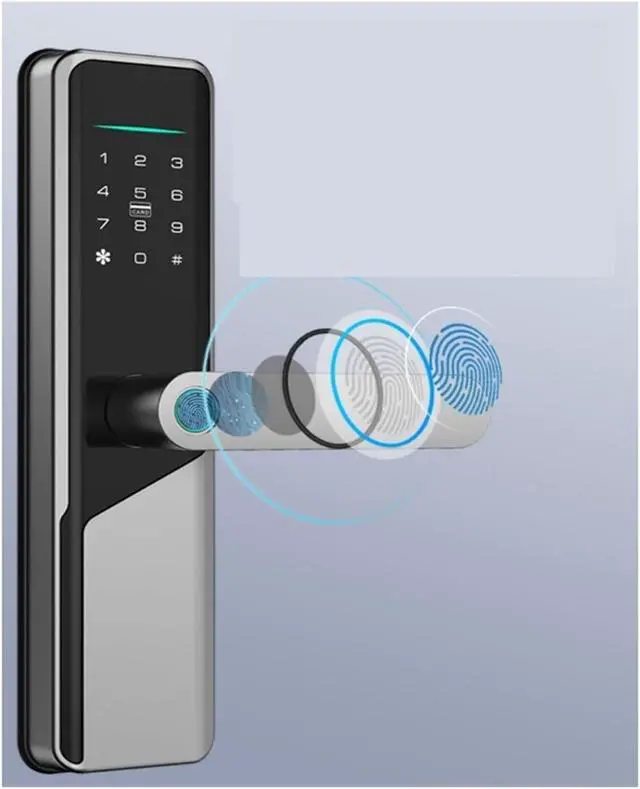 Alt view image 4 of 5 - smart Lock Touch Smart Lock with Handle Fingerprint Biometric Electronic Door Lock for Front Doors Easy to Install(Black)