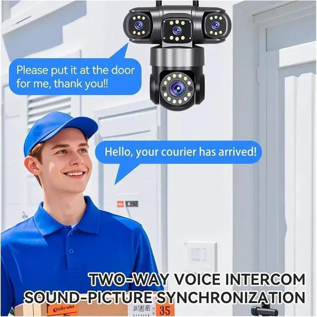 Alt view image 5 of 6 - 10K 20MP WIFI IP Camera Outdoor 4 Lens 4 Screens 16X Zoom CCTV Wireless Video Surveillance Cameras 6K 12MP Security Protection(US Plug,10K NO SD Card)