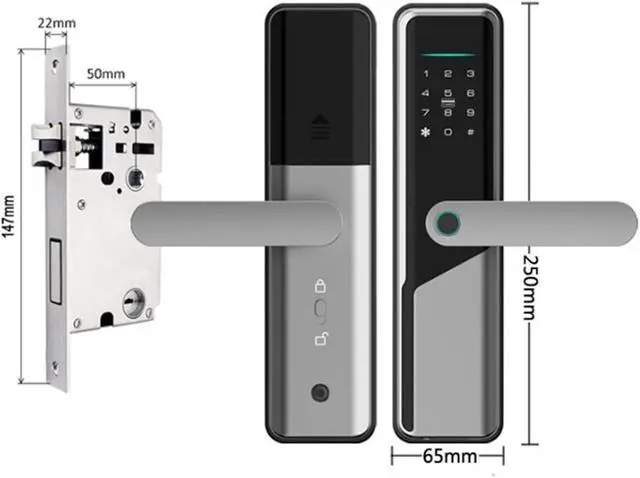 Alt view image 5 of 5 - smart Lock Touch Smart Lock with Handle Fingerprint Biometric Electronic Door Lock for Front Doors Easy to Install(Black)