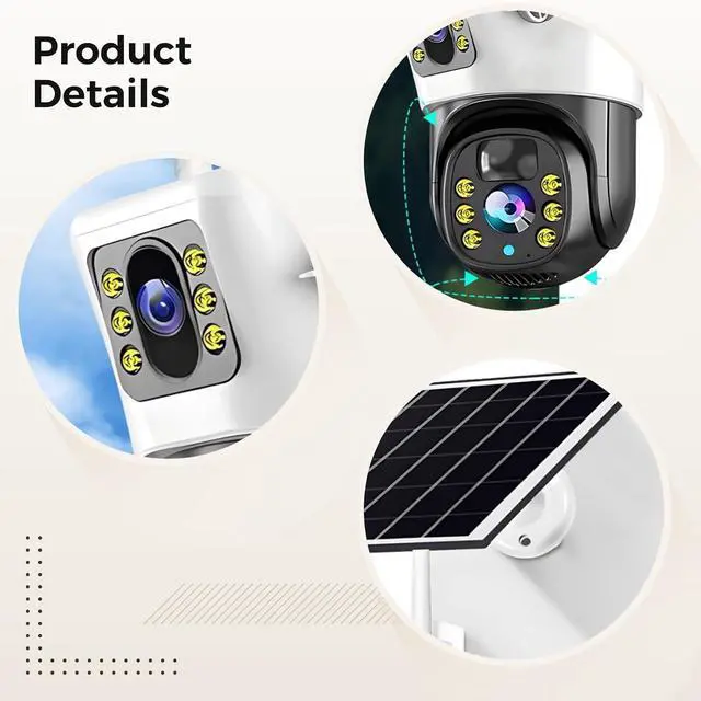 Alt view image 3 of 5 - 4G Cellular Security Camera with 64 GB Card, V380 Solar 360 Degree Camera, 4 MP Clarity, Outdoor Waterproof, Night Vision, Remote Access