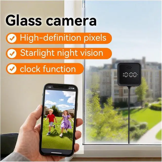 Alt view image 2 of 6 - 5MP Window 5G WiFi Indoor Home Security Camera Color Night Vision Motion Detection 24/7 Recording Glass Surveillance(US Plug,Only Camera)