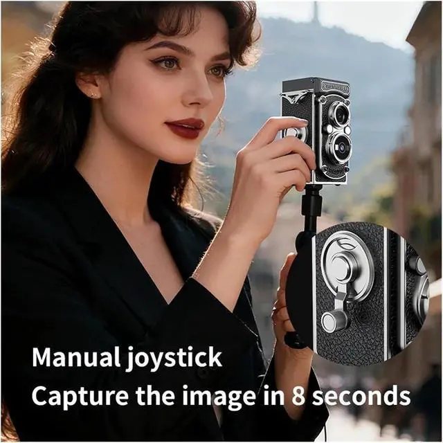 Alt view image 4 of 7 - Retro Camera Dual Lens Design Infrared Night Vision Function Manual Joystick Operation HD Mini Portable Nostalgic(64GB TF Card,LK-019 Green)
