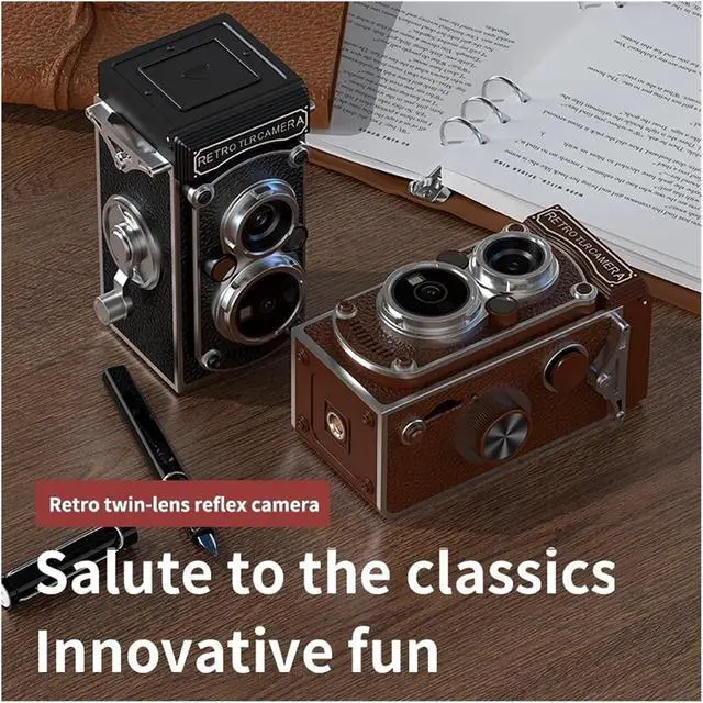 Alt view image 7 of 7 - Retro Camera Dual Lens Design Infrared Night Vision Function Manual Joystick Operation HD Mini Portable Nostalgic(64GB TF Card,LK-019 Green)