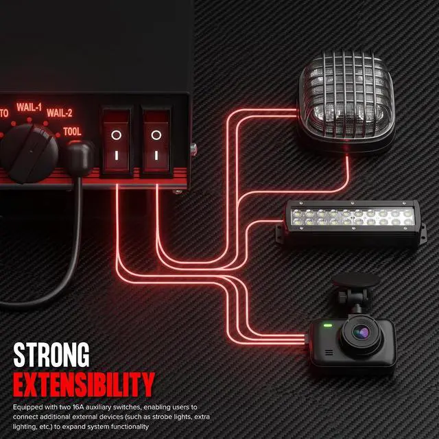 Alt view image 5 of 7 - 8 Tones 200W Emergency Warning Police Siren, Siren Speaker PA System for Car, DC12V Car Alarm Horn Kit with Handheld Microphone & Horn Speaker, for Firefighter Ambulance Truck SUV ATV UTV