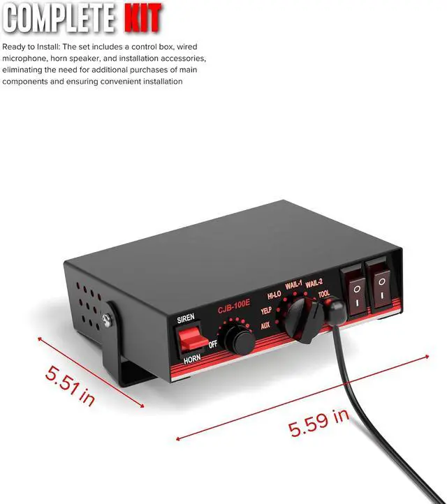 Alt view image 7 of 7 - 8 Tones 200W Emergency Warning Police Siren, Siren Speaker PA System for Car, DC12V Car Alarm Horn Kit with Handheld Microphone & Horn Speaker, for Firefighter Ambulance Truck SUV ATV UTV