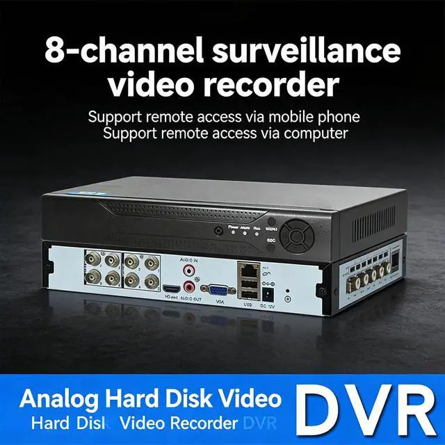 Alt view image 7 of 7 - 8 Channel Sound Coaxial Motion Video Recorder VGA Video Motion for CCTV Camera Small Business Security