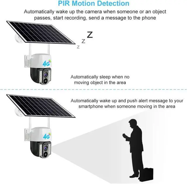 Alt view image 6 of 7 - 4G Sim Solar Camera Outdoor Wireless IP Camara Low Powered Battery PIR Motion Detection Waterproof CCTV Home Security Protection(4G Camera)