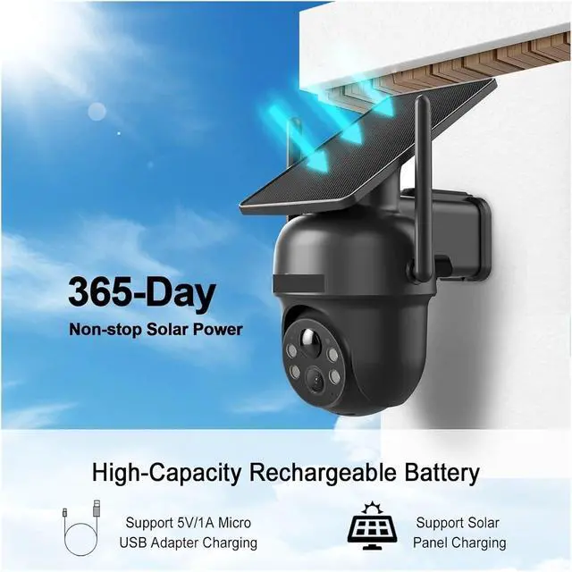 Alt view image 6 of 6 - 5MP Solar Surveillance Camera Wifi Security Camera Outdoor Wireless Flash Spotlight IP66 Waterproof Smooth Two Way Audio