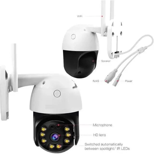 Alt view image 4 of 4 - Outdoor Security Wireless 3MP IP Camera Smart Home Dome Waterproof Color Night Two Way AI Human Detection Camera(UK Plug)