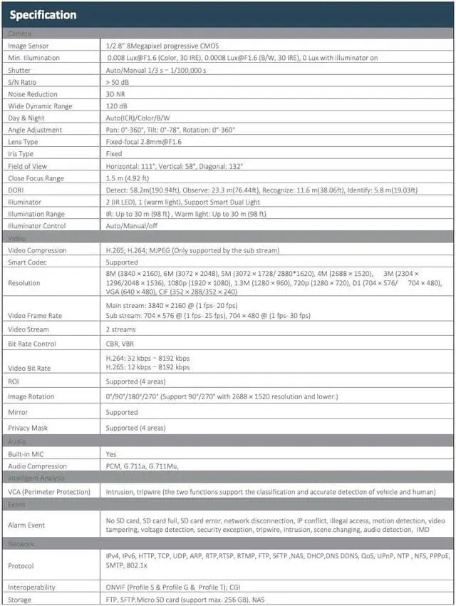 Alt view image 4 of 7 - LTS Pro-X LXIP1182WE-28MDA IP 8MP 2.8mm Starlight 98ft Dual LED NDAA Ai Mic Dome Camera Replacement for LXIP1182W-28MA