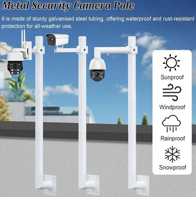 Alt view image 4 of 6 - This Universal Surveillance Camera Pole Mount Bracket, Wide View Monitoring for Outdoor Security, Wall or Pole Mount for Dome/Bullet Cameras