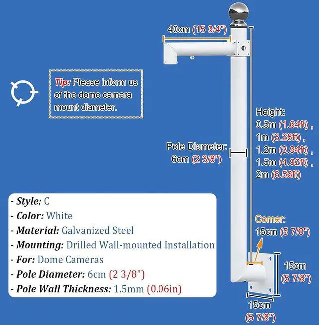 Alt view image 3 of 6 - This Universal Surveillance Camera Pole Mount Bracket, Wide View Monitoring for Outdoor Security, Wall or Pole Mount for Dome/Bullet Cameras