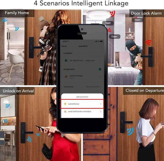 Alt view image 3 of 7 - Smart WiFi Fingerprint Door Lock Keyless Entry for Home Security