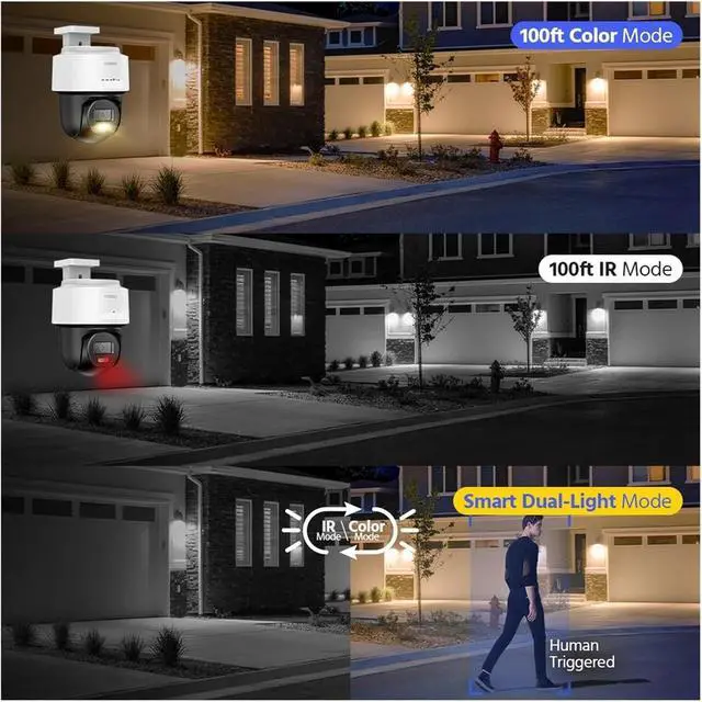Alt view image 3 of 6 - 3K Mini PT Speed Dome PoE Security Camera, Smart Dual Light Night Vision Human Detection Two-Way Audio