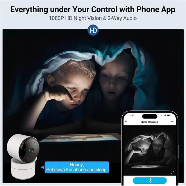Alt view image 6 of 6 - 2K Indoor Camera 5/2.4G Wi-Fi Home Night Vision Security Camera 360-Degree Rotating Camera AI Motion Detection IP Camera(2PCS)
