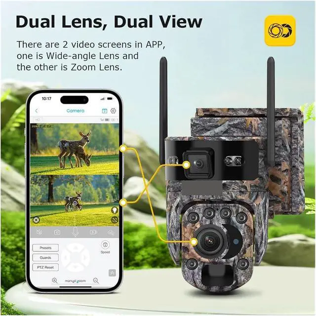 Alt view image 4 of 7 - 12MP 50X ZOOM Optical 4G Solar Camera Outdoor Camouflage Security Camera Wireless 360° Surveillance No Blind Spots(8M 12X 4G Camera)