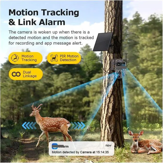 Alt view image 6 of 7 - 12MP 50X ZOOM Optical 4G Solar Camera Outdoor Camouflage Security Camera Wireless 360° Surveillance No Blind Spots(8M 12X 4G Camera)