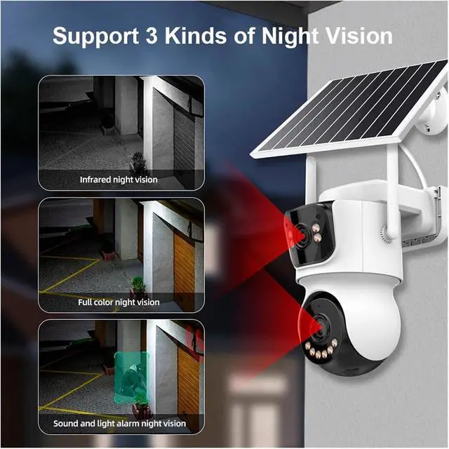 Alt view image 3 of 5 - 4G WIFI AOV Dual Lens 4MP Solar Camera Dual Screen Outdoor WiFi Pacific Camera Video Recording Auto Tracking(4G LTE Camera)