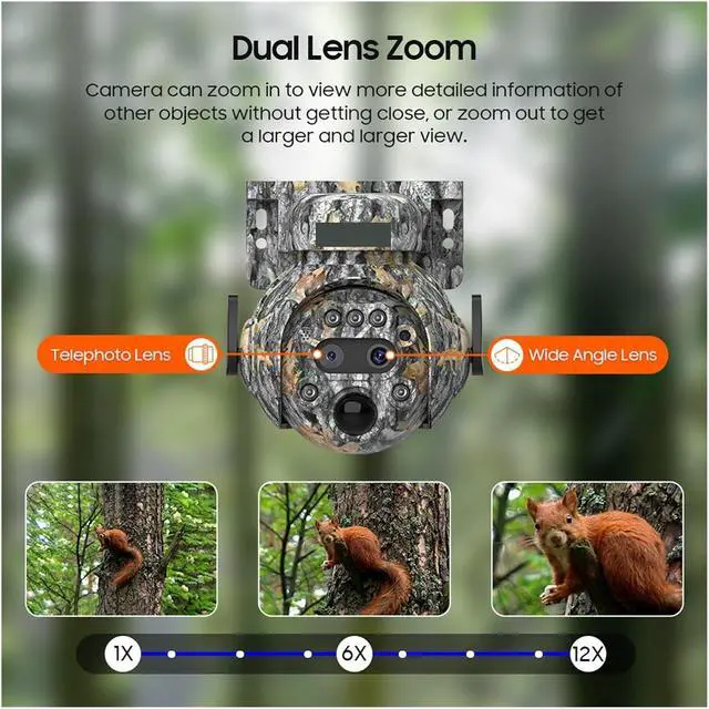Alt view image 3 of 7 - 8MP Solar Powered Camera 4K 4G / WIFI Solar Camera Solar Panel Security PIR Human Detection Cam In Forest(WIFI)