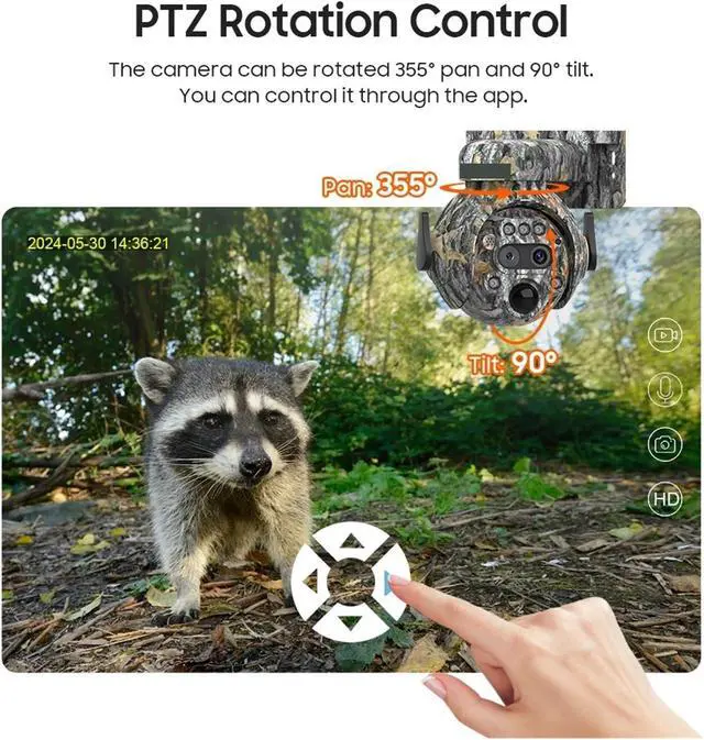 Alt view image 6 of 7 - 8MP Solar Powered Camera 4K 4G / WIFI Solar Camera Solar Panel Security PIR Human Detection Cam In Forest(WIFI)