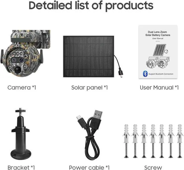 Alt view image 7 of 7 - 8MP Solar Powered Camera 4K 4G / WIFI Solar Camera Solar Panel Security PIR Human Detection Cam In Forest(WIFI)