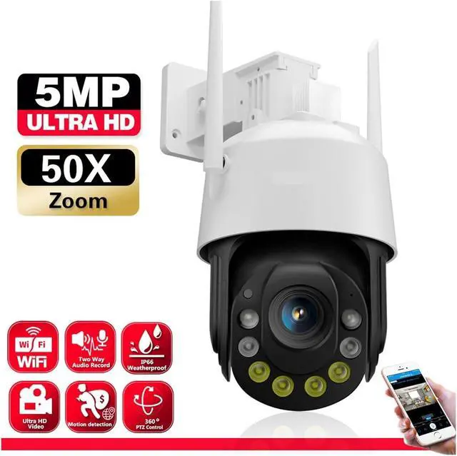 Alt view image 2 of 7 - 50X 30X Optical Zoom 5MP PTZ Security Camera Outdoor Waterproof Wifi PTZ IP Camera Color Night Vision CCTV Human Detection(US Plug,5MP Add 128G Card)