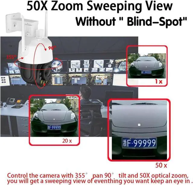 Alt view image 5 of 7 - 50X 30X Optical Zoom 5MP PTZ Security Camera Outdoor Waterproof Wifi PTZ IP Camera Color Night Vision CCTV Human Detection(US Plug,5MP Add 128G Card)