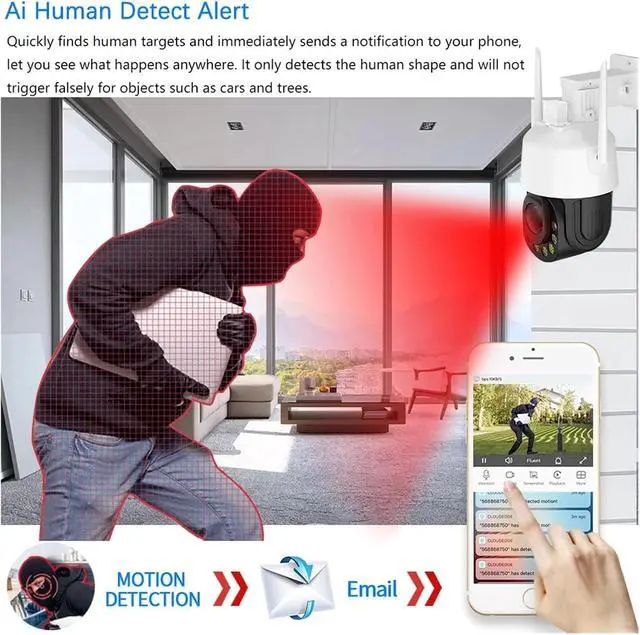 Alt view image 6 of 7 - 50X 30X Optical Zoom 5MP PTZ Security Camera Outdoor Waterproof Wifi PTZ IP Camera Color Night Vision CCTV Human Detection(US Plug,5MP Add 128G Card)